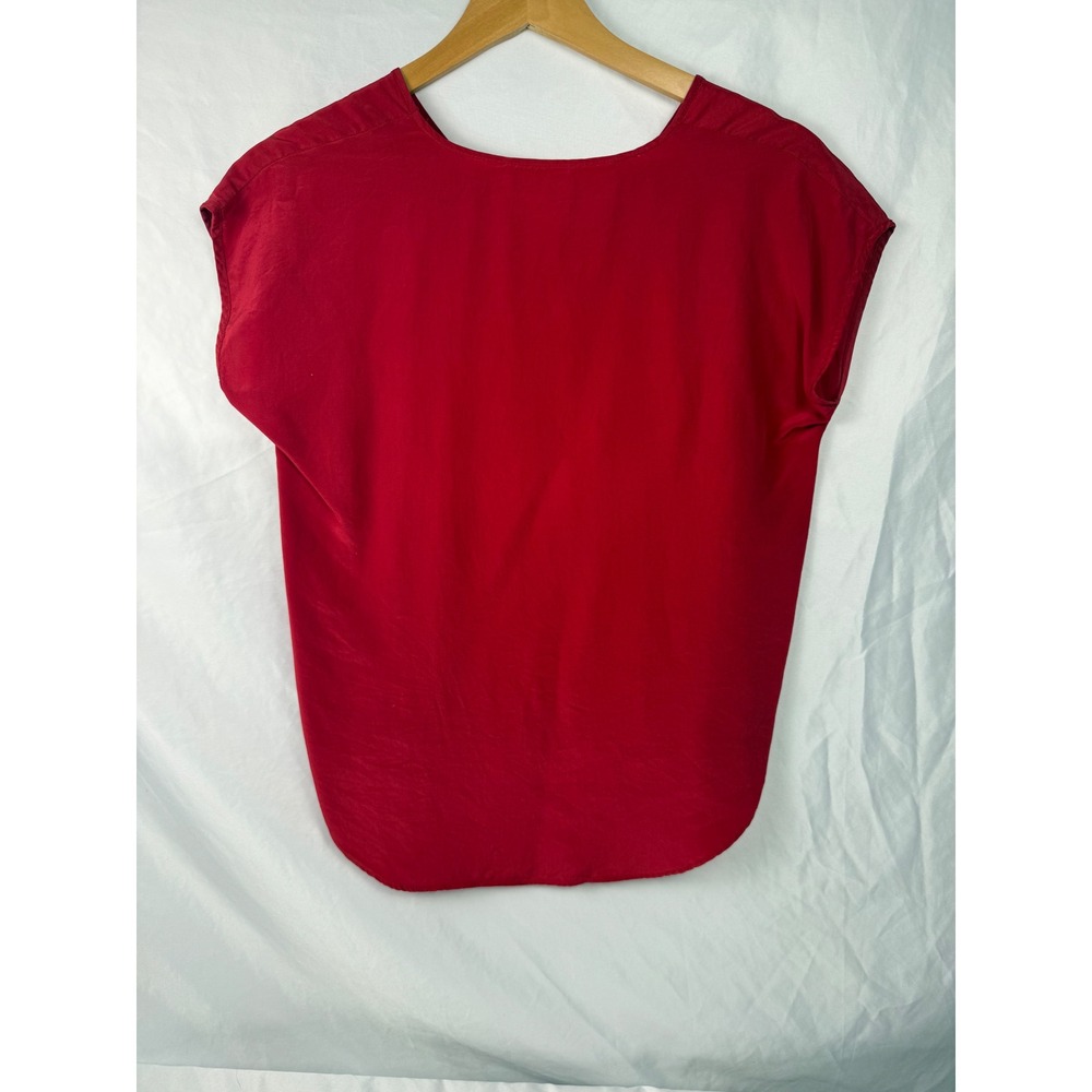 Royal‎ Silk P Red 100% Silk Cap Sleeve Blouse Minimalist Shell Top - Picture 2 of 5